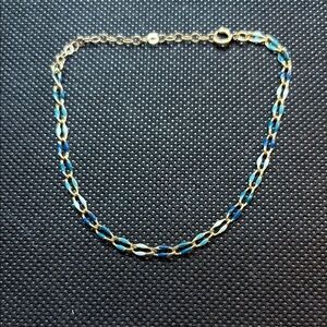 Elegant 14k Gold and Enamel Blue Ombré Chain Bracelet